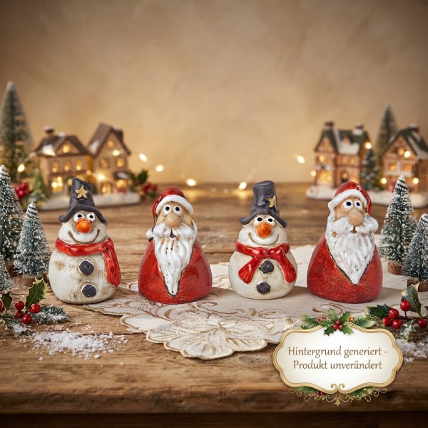 Weihnachtsdeko-Set mit Nikolaus & Schneemann – festliche Figuren für Ihr Zuhause